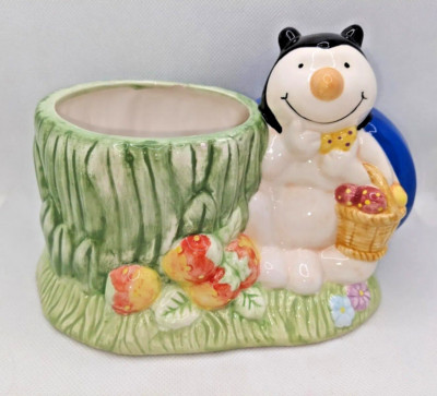 Vintage Cute Lady Bug Tree Trunk Plant Pot Planter Ceramic - AAA Imports-image