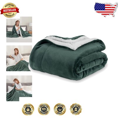 Cozy Reversible Sherpa and Loftmink Blanket - Ideal for Home & Travel, 90x90 in.-image