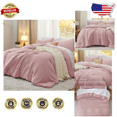 3-Piece California King Bedding Set - GentleSoft All-Season Comforter in Pink-image